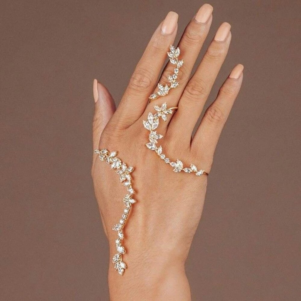 Fashion Adjustable Bracelet Women Bangle Hand Palm Jewelry Luxury Cubic Zircon